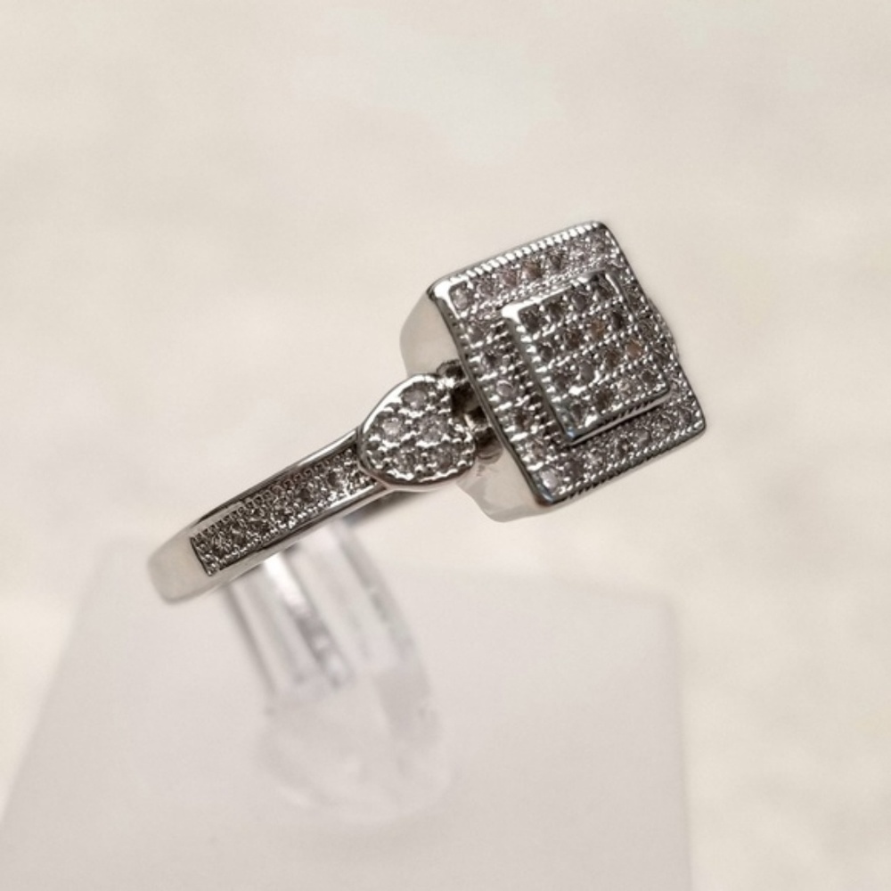Sterling Square Pave Ring - Picture 5 of 8